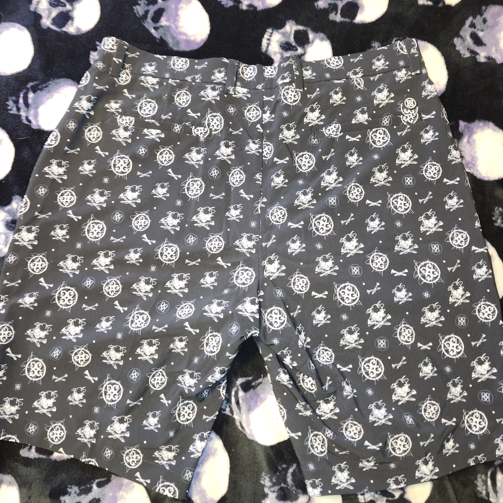 G/FORE Black and White Skull Pattern Shorts